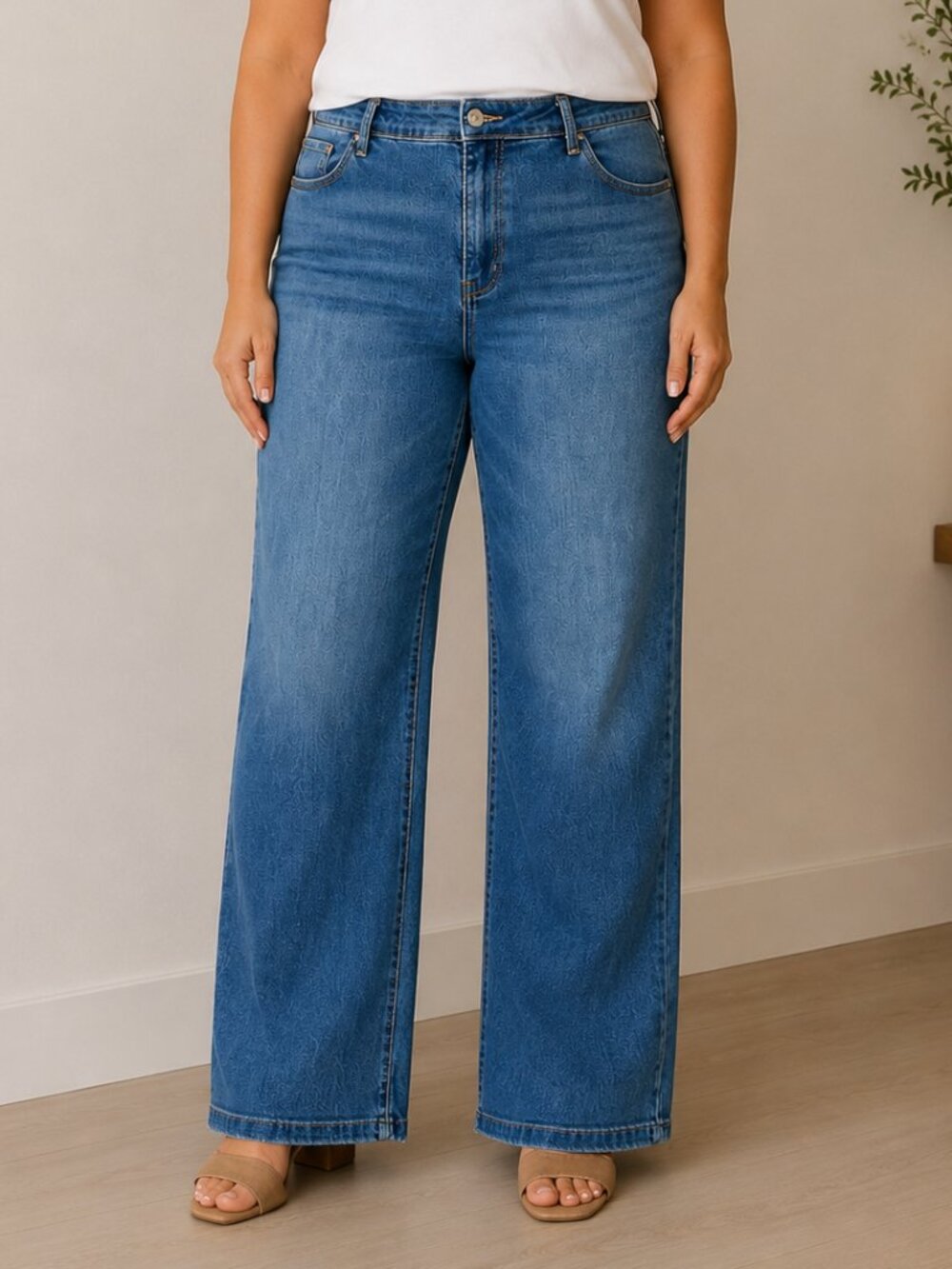 KanCan Wide Leg Hight Rise Jeans Women's Size 13/30 Stretch Blue Denim